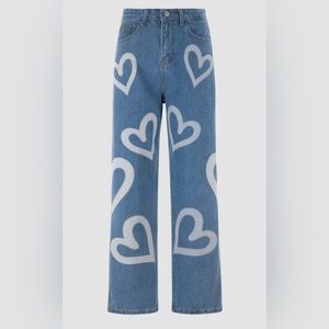 Cider Heartthrob Straight Leg Light Wash Heart Jeans Size X-Small